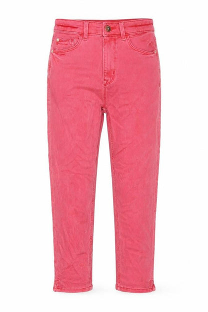 Marks & Spencer Womens Pink Cotton Cropped Jeans Size 6 L22 in Regular Button