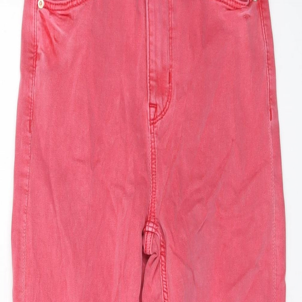 Womens UK Size 6 Marks and Spencer Regular Fit Cropped Pink Jeans
