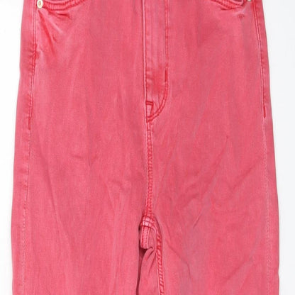 Womens UK Size 6 Marks and Spencer Regular Fit Cropped Pink Jeans