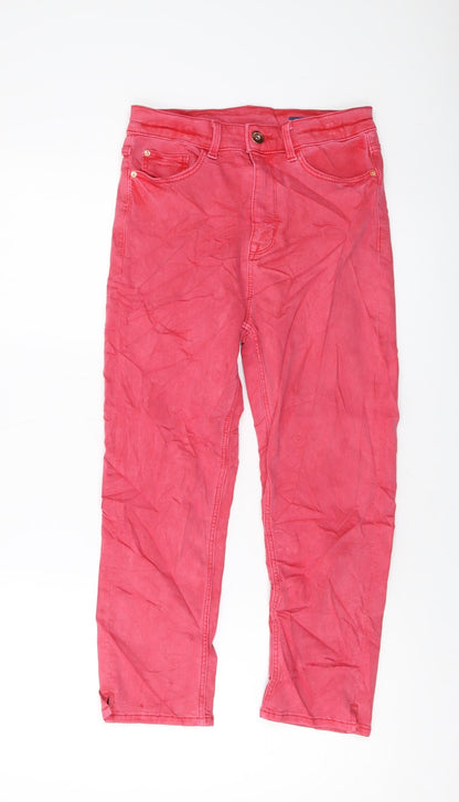 Womens UK Size 8 Marks and Spencer Regular Fit Cropped Pink Jeans