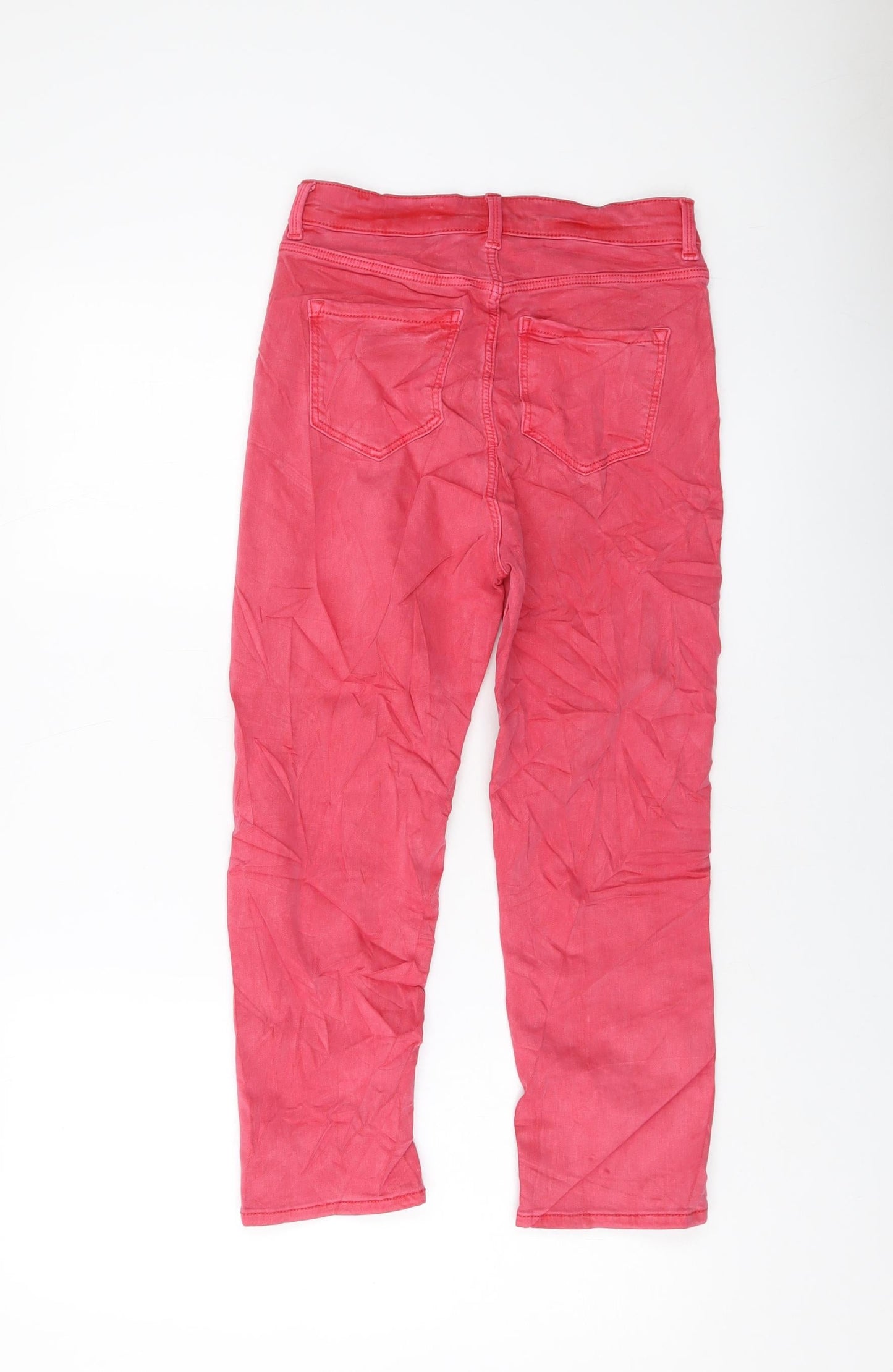 Womens UK Size 8 Marks and Spencer Regular Fit Cropped Pink Jeans