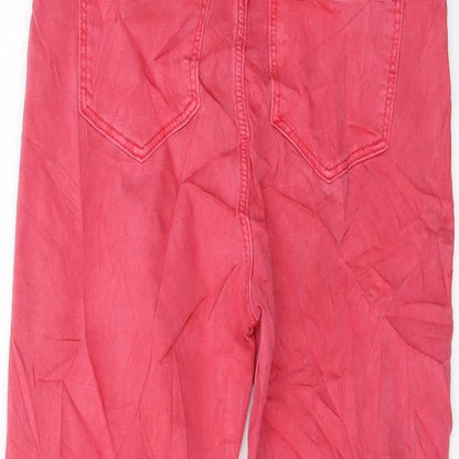 Womens UK Size 8 Marks and Spencer Regular Fit Cropped Pink Jeans