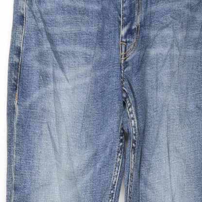 Marks and Spencer Mens Blue Cotton Straight Jeans Size 30 in L31 in Slim Button