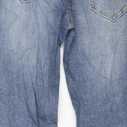Marks and Spencer Mens Blue Cotton Straight Jeans Size 30 in L31 in Slim Button
