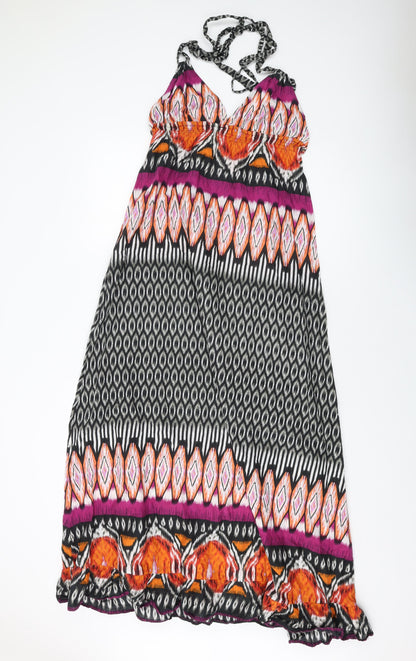 AX Paris Womens Multicoloured Geometric Cotton A-Line Size 10 V-Neck Pullover