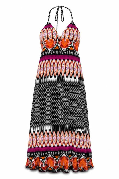 AX Paris Womens Multicoloured Geometric Cotton A-Line Size 10 V-Neck Pullover