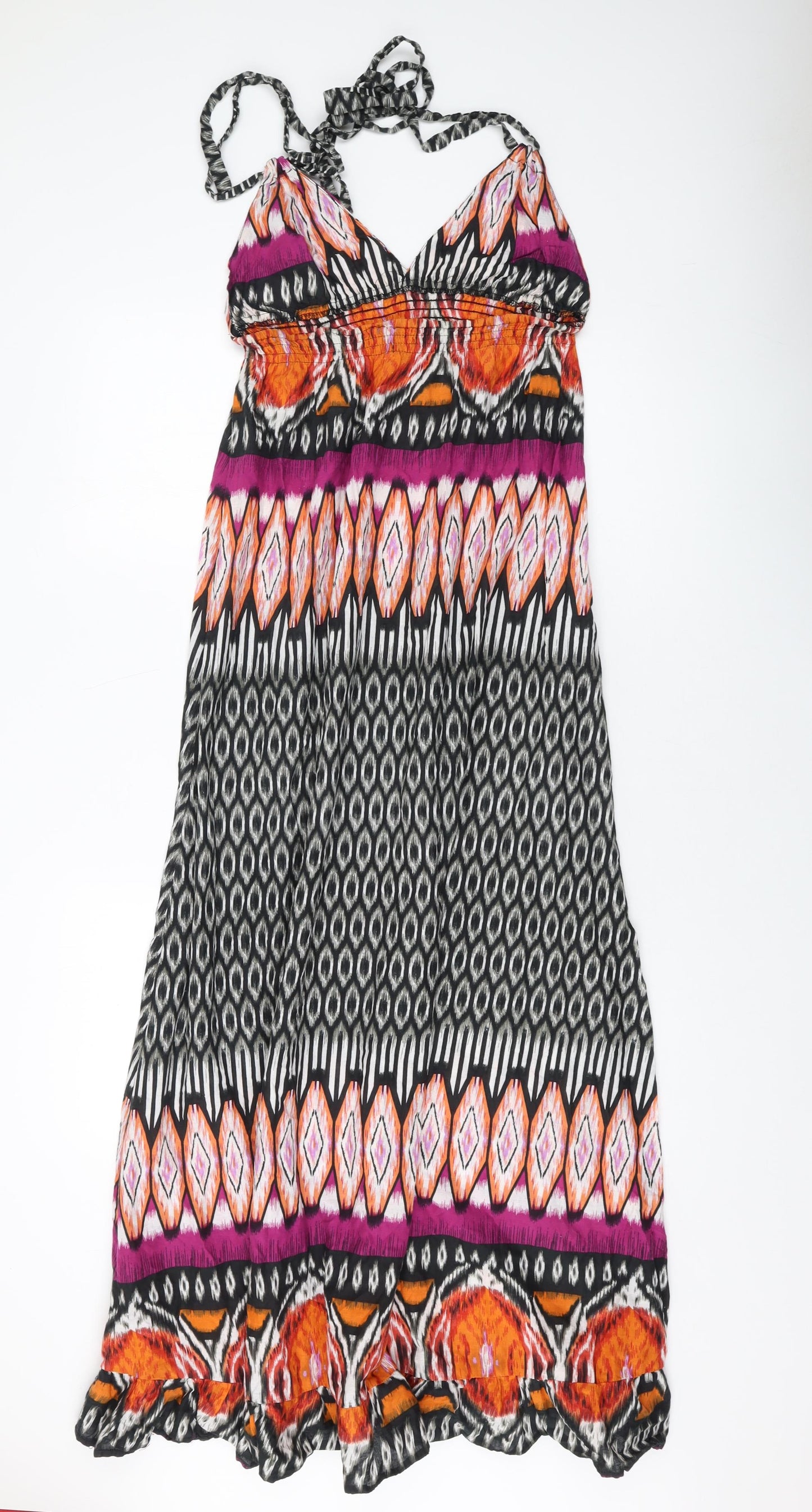 AX Paris Womens Multicoloured Geometric Cotton A-Line Size 10 V-Neck Pullover