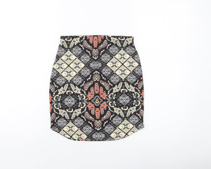 Missguided Womens Multicoloured Geometric Polyester Mini Skirt Size 6