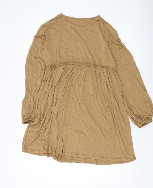 Boohoo Womens Brown Viscose A-Line Size 16 Round Neck Pullover