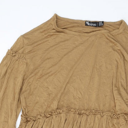 Boohoo Womens Brown Viscose A-Line Size 16 Round Neck Pullover