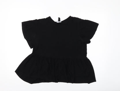 New Look Womens Black Viscose Basic Blouse Size 10 Round Neck