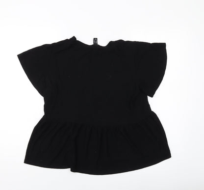 New Look Womens Black Viscose Basic Blouse Size 10 Round Neck
