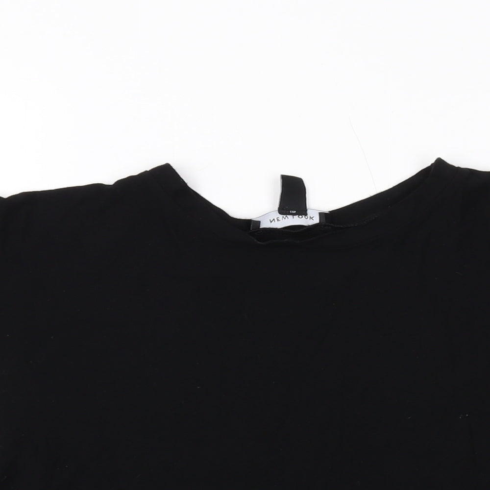 New Look Womens Black Viscose Basic Blouse Size 10 Round Neck