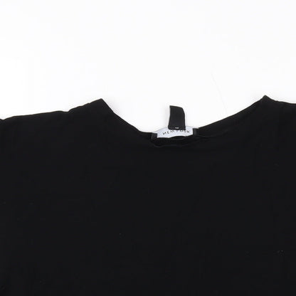 New Look Womens Black Viscose Basic Blouse Size 10 Round Neck