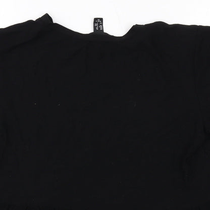 New Look Womens Black Viscose Basic Blouse Size 10 Round Neck
