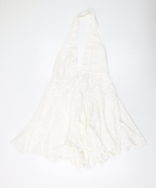 Zara Womens Ivory Cotton A-Line Size L Halter Pullover