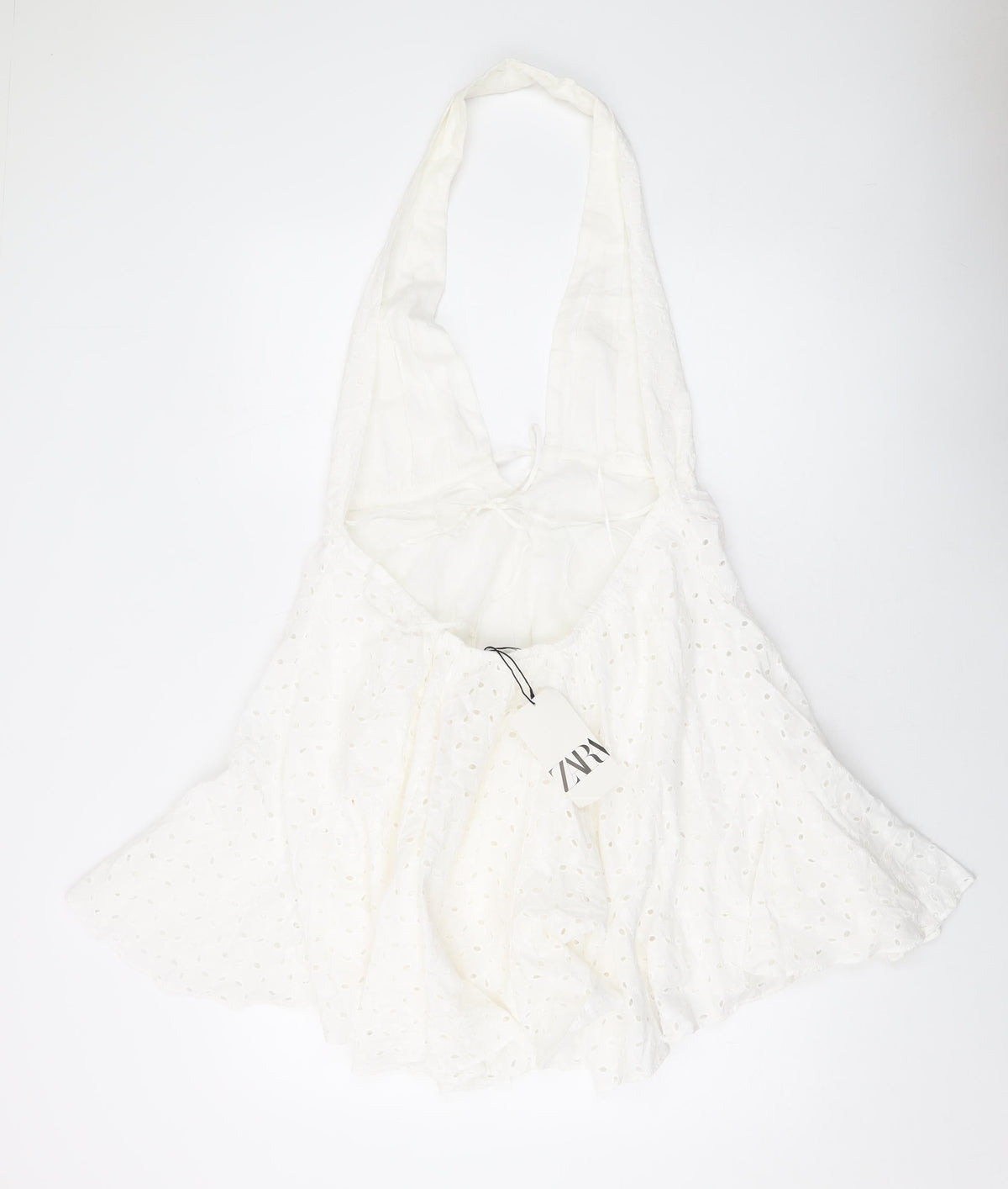 Zara Womens Ivory Cotton A-Line Size L Halter Pullover