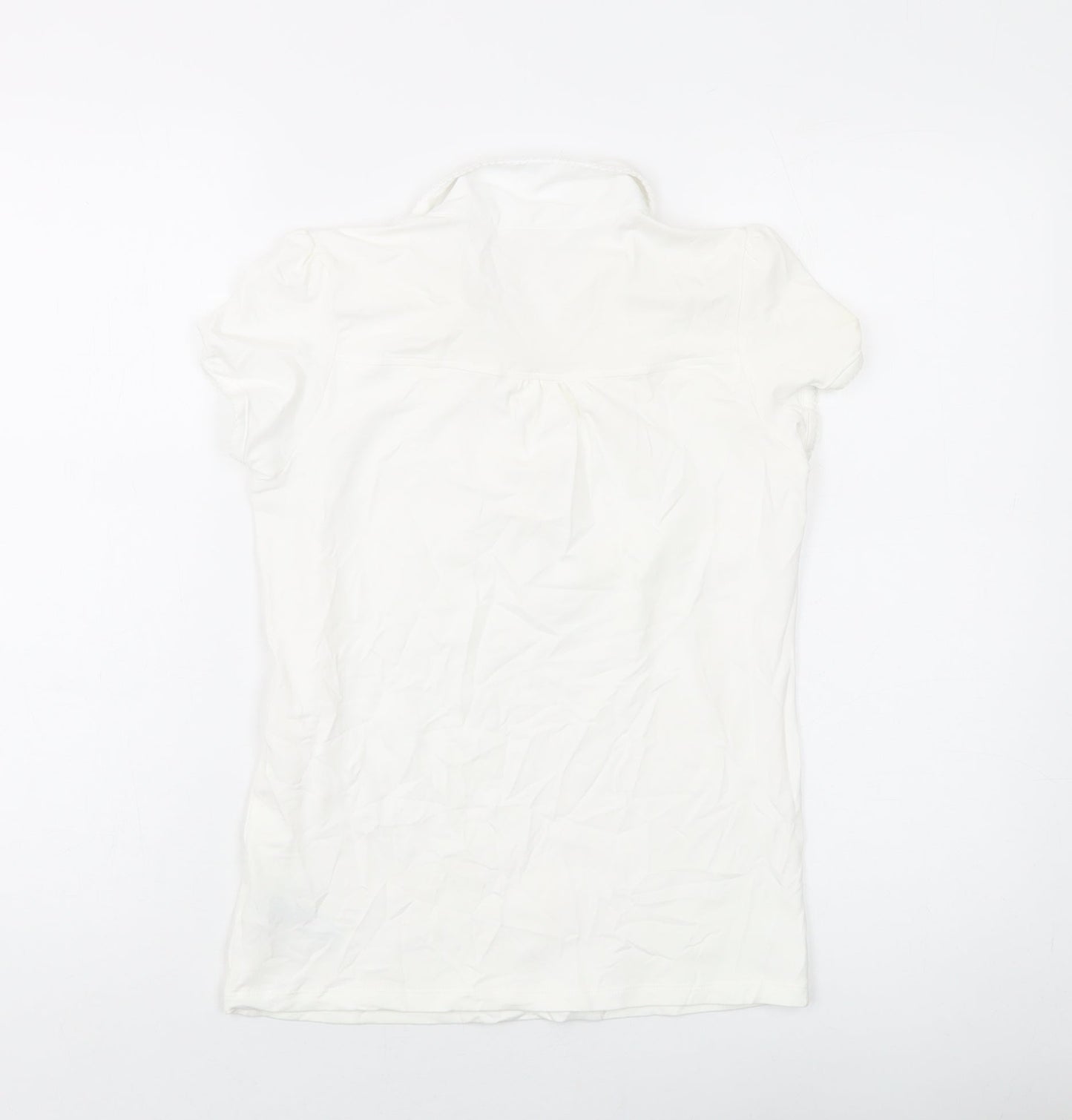 Marks and Spencer Girls Ivory Cotton Basic T-Shirt Size 11-12 Years Collared Button
