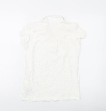 Marks and Spencer Girls Ivory Cotton Basic T-Shirt Size 11-12 Years Collared Button