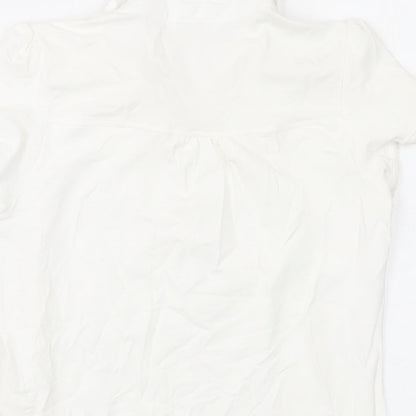 Marks and Spencer Girls Ivory Cotton Basic T-Shirt Size 11-12 Years Collared Button