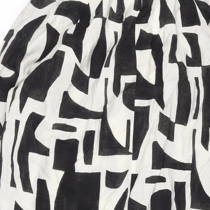 H&M Womens Black Geometric Viscose A-Line Size S Square Neck Pullover