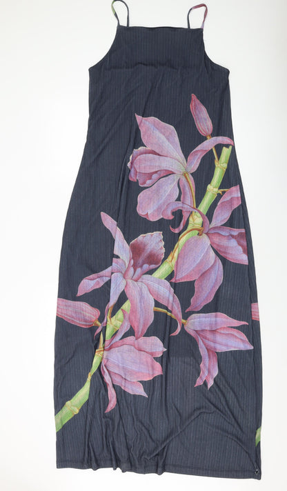 NEXT Womens Grey Floral Polyester Maxi Size 16 Square Neck Pullover