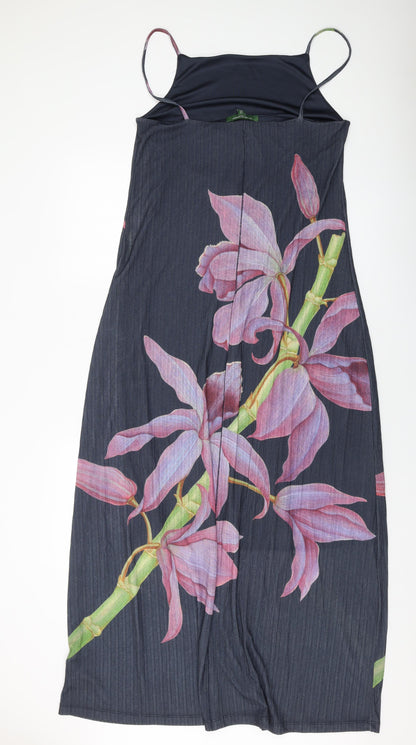 NEXT Womens Grey Floral Polyester Maxi Size 16 Square Neck Pullover