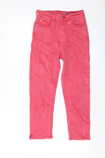 Womens UK Size 8 Marks and Spencer Regular Fit Cropped Pink Jeans