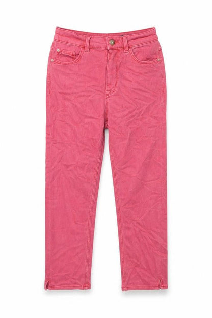 Marks & Spencer Womens Pink Cotton Cropped Jeans Size 8 L22 in Regular Button
