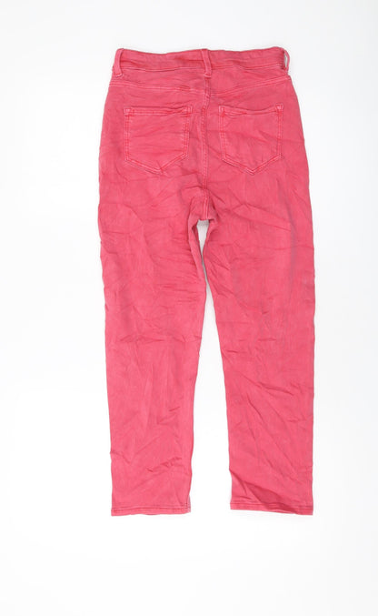 Womens UK Size 8 Marks and Spencer Regular Fit Cropped Pink Jeans
