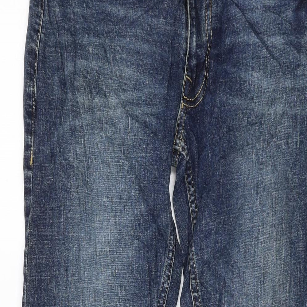 Marks and Spencer Mens Blue Cotton Skinny Jeans Size 28 in L31 in Regular Button