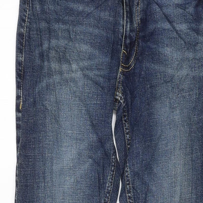 Marks and Spencer Mens Blue Cotton Skinny Jeans Size 28 in L31 in Regular Button