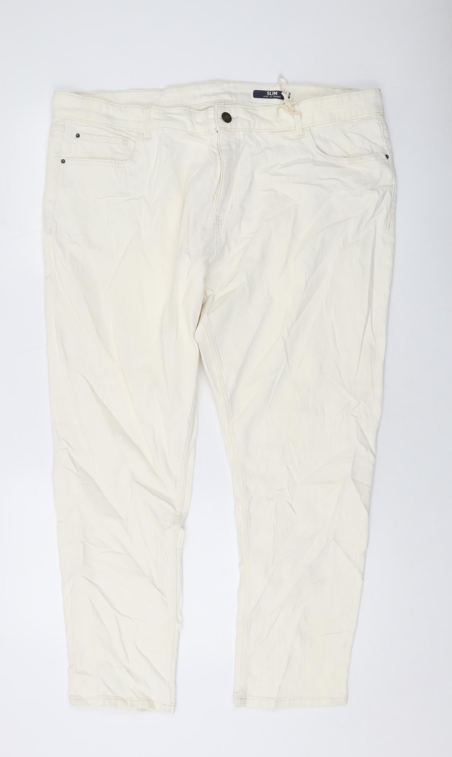 Womens UK Size 22 Marks and Spencer Slim Fit Mom Ivory Jeans