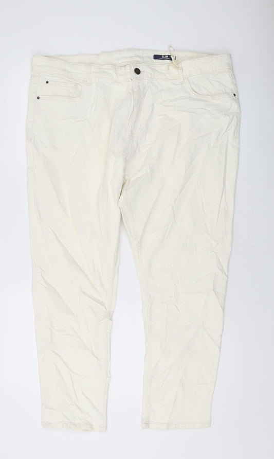 Womens UK Size 22 Marks and Spencer Slim Fit Mom Ivory Jeans