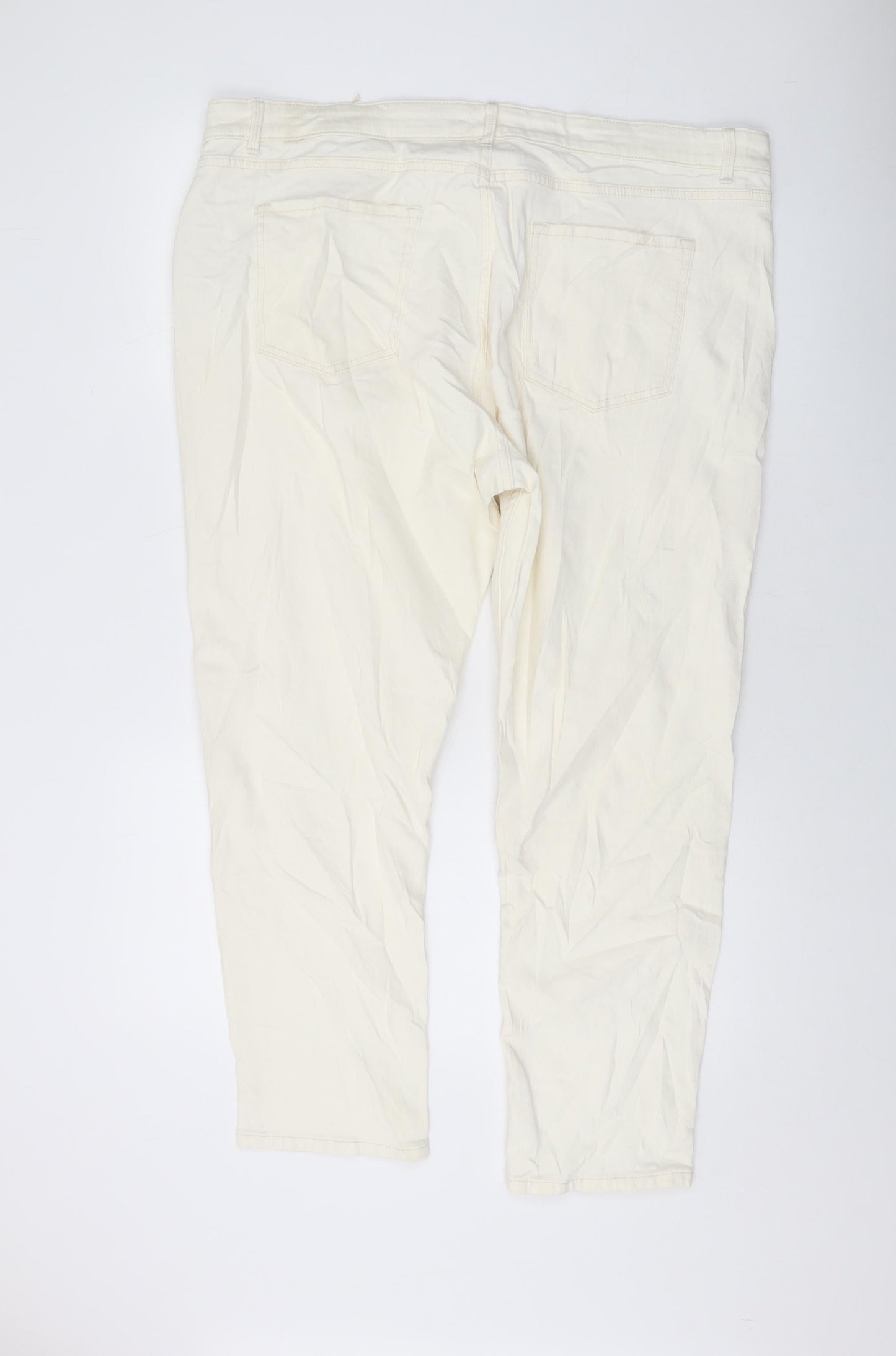 Womens UK Size 22 Marks and Spencer Slim Fit Mom Ivory Jeans
