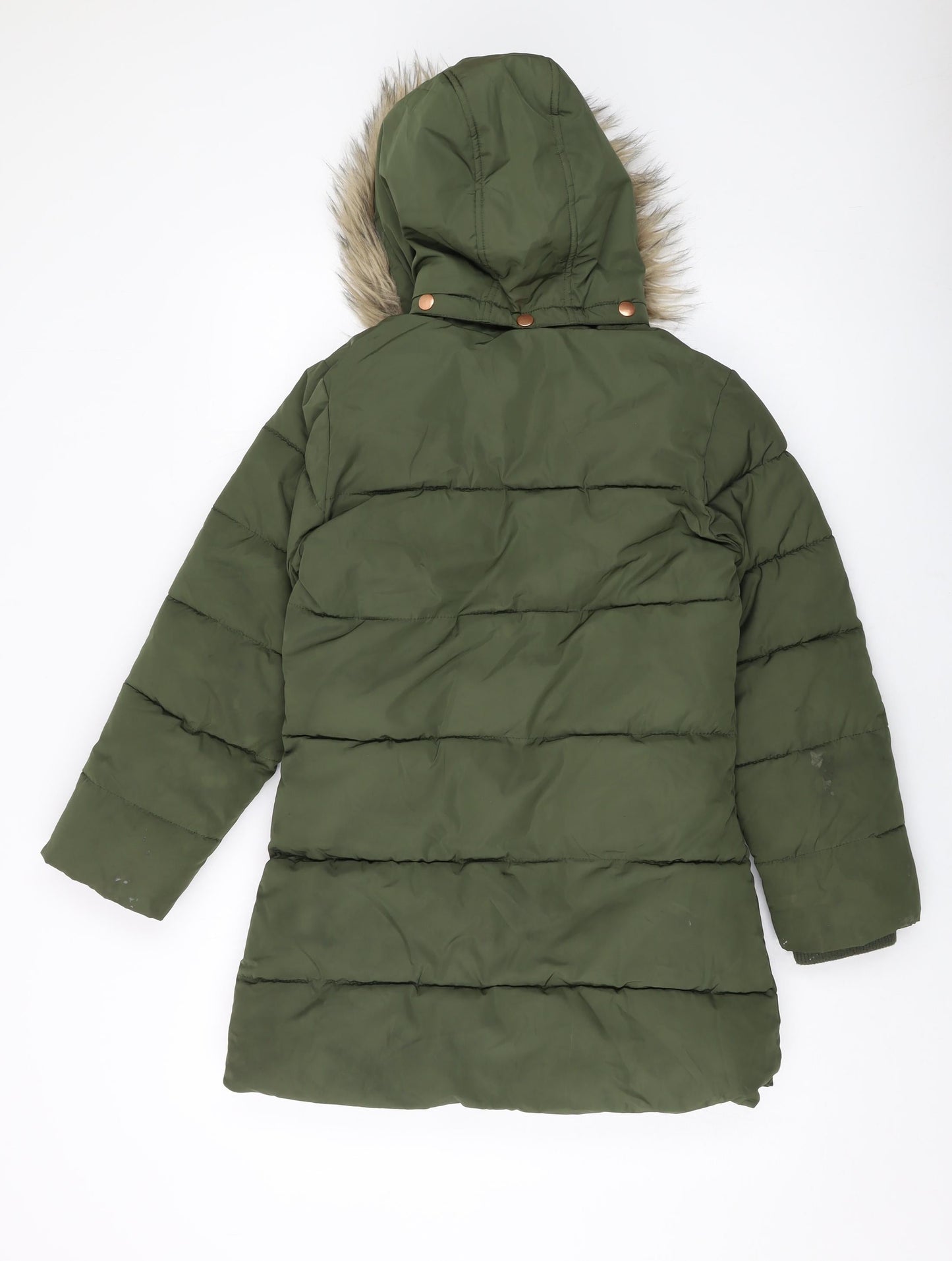 John Lewis Girls Green Parka Jacket Size 11 Years Zip