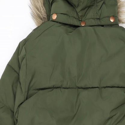 John Lewis Girls Green Parka Jacket Size 11 Years Zip