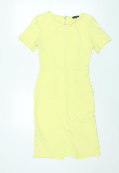 Therapy Womens Yellow Polyester Shift Size 10 Round Neck Zip