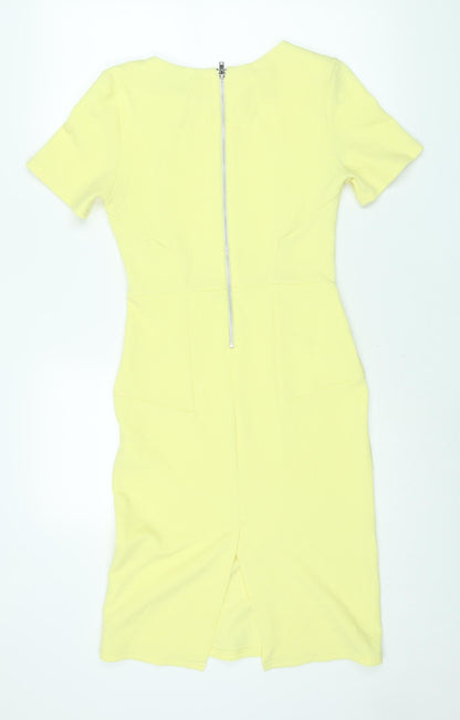 Therapy Womens Yellow Polyester Shift Size 10 Round Neck Zip