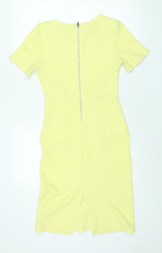 Therapy Womens Yellow Polyester Shift Size 10 Round Neck Zip