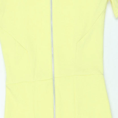 Therapy Womens Yellow Polyester Shift Size 10 Round Neck Zip