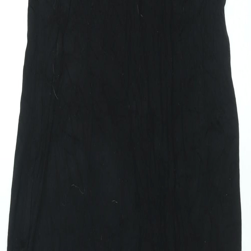 PRETTYLITTLETHING Womens Black Viscose Maxi Size 10 Round Neck Pullover - Back Slit