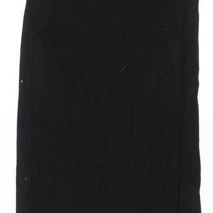 PRETTYLITTLETHING Womens Black Viscose Maxi Size 10 Round Neck Pullover - Back Slit