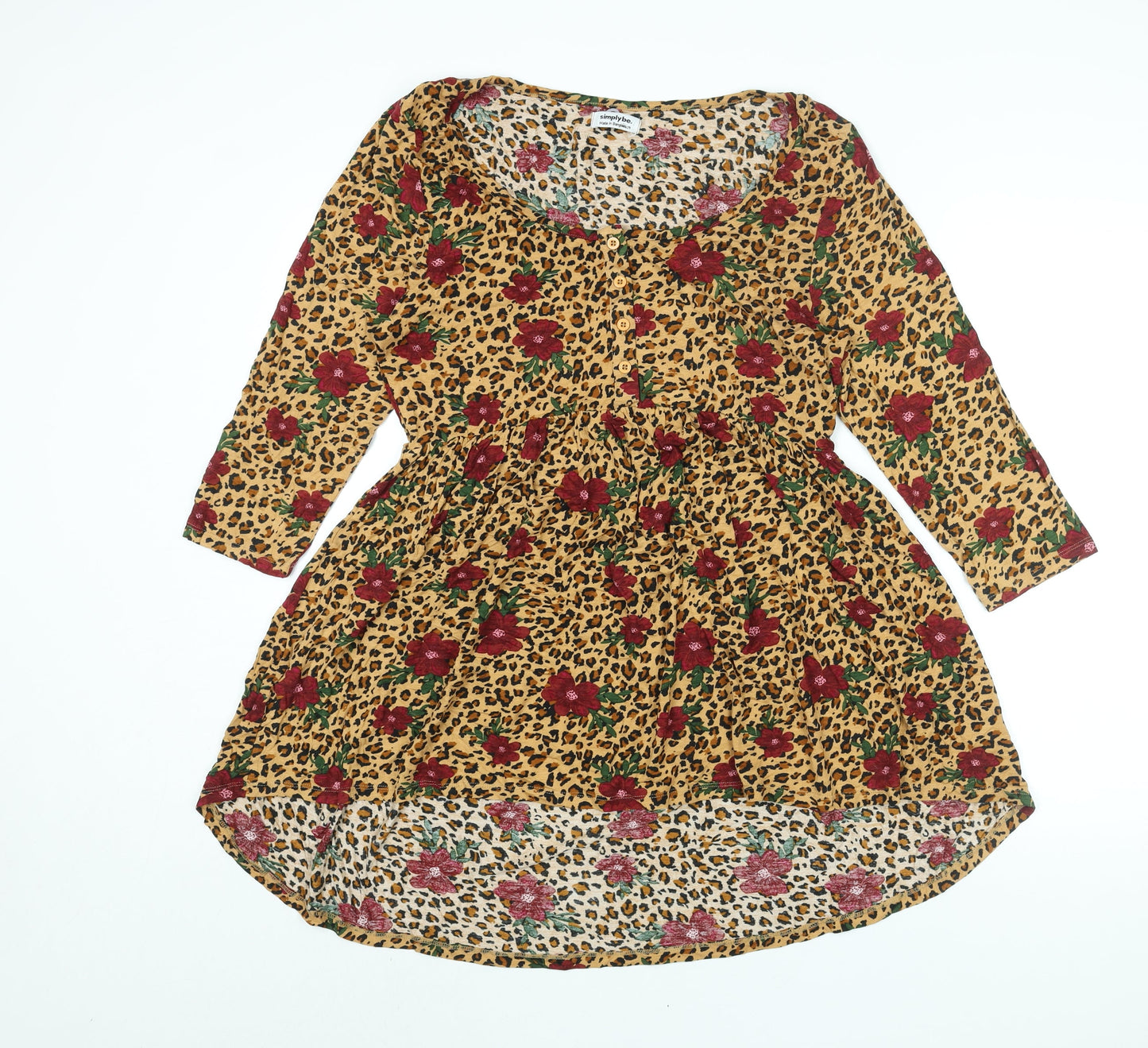Womens UK Size 12 Simply Be Multicoloured Tunic Blouse