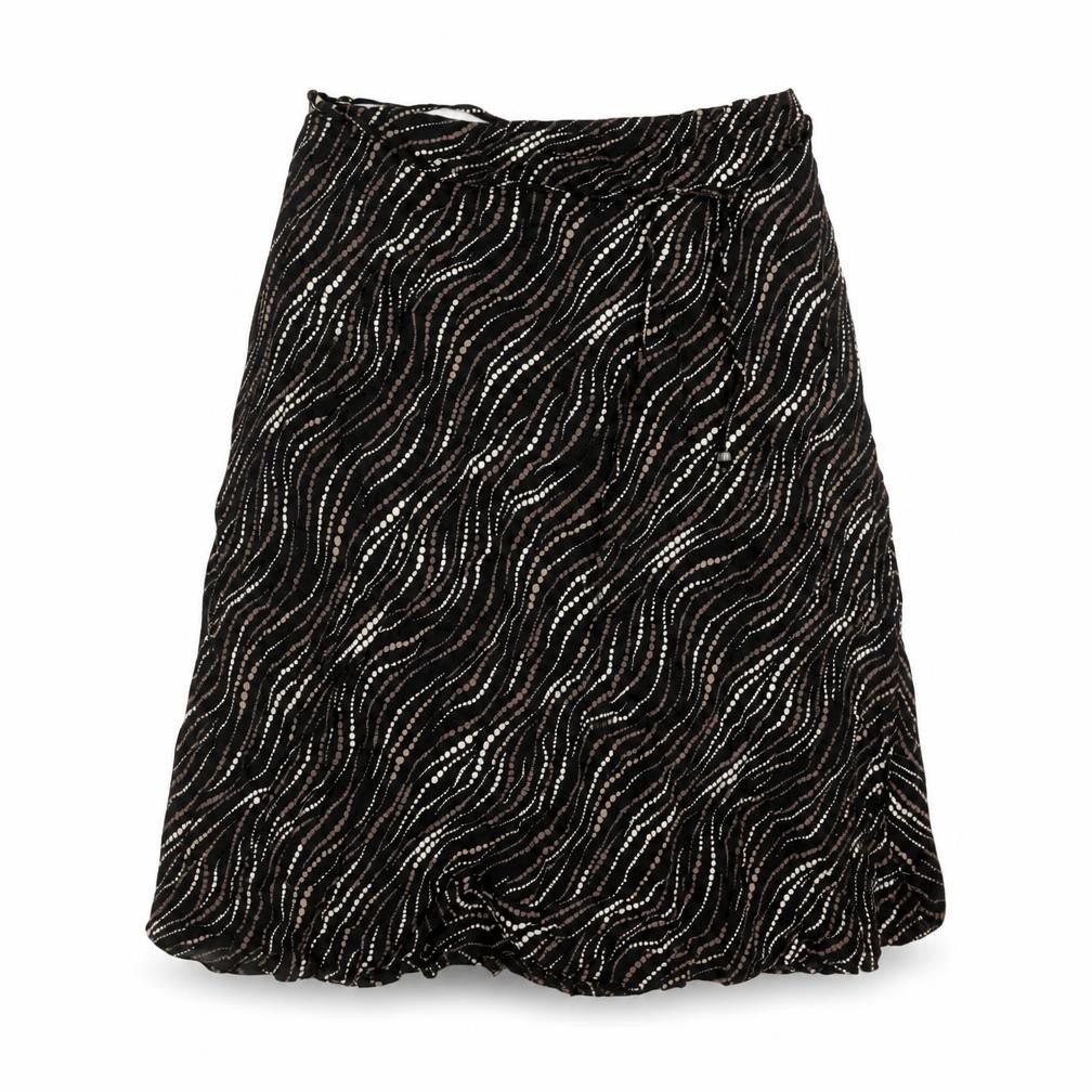 Marks & Spencer Womens Black Geometric Viscose A-Line Skirt Size 14 - Belted