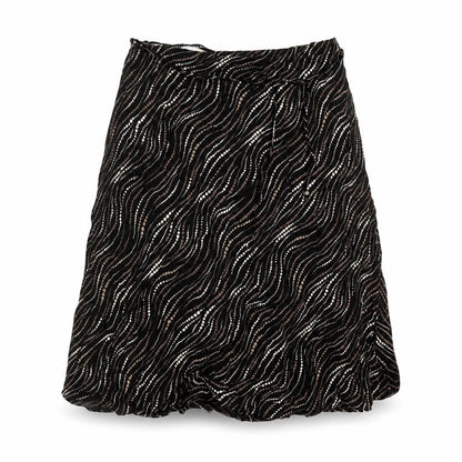 Marks & Spencer Womens Black Geometric Viscose A-Line Skirt Size 14 - Belted