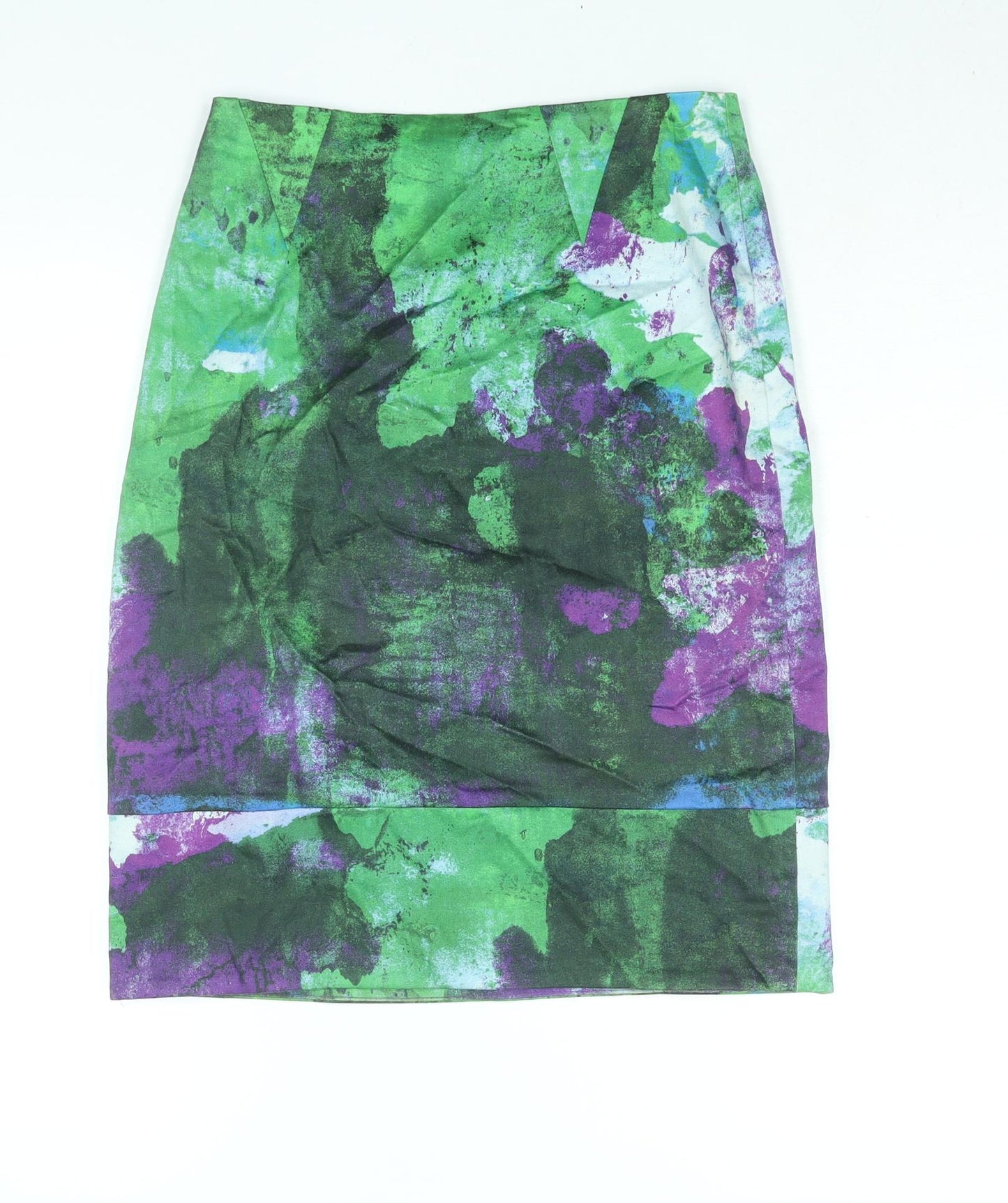 Bimba & Lola Womens Multicoloured Geometric Cotton Straight & Pencil Skirt Size 8 Zip