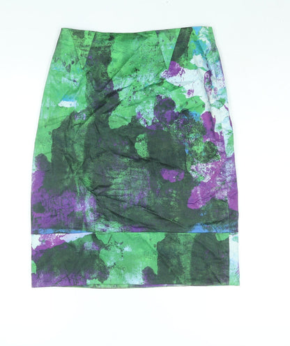 Bimba & Lola Womens Multicoloured Geometric Cotton Straight & Pencil Skirt Size 8 Zip