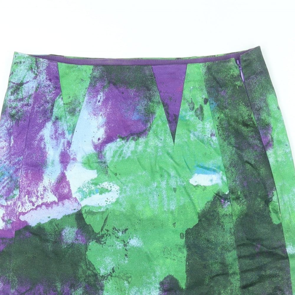 Bimba & Lola Womens Multicoloured Geometric Cotton Straight & Pencil Skirt Size 8 Zip