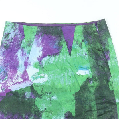 Bimba & Lola Womens Multicoloured Geometric Cotton Straight & Pencil Skirt Size 8 Zip